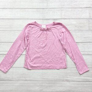 Hanna Andersson Girls Long Sleeve Top Pink Cotton Bow Neckline 10